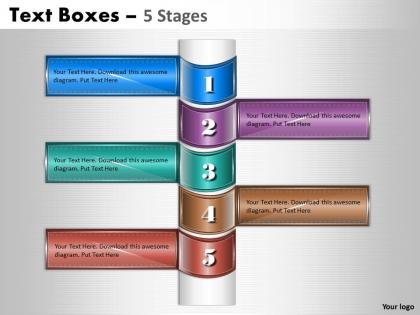 Text boxes 5 stages diagram