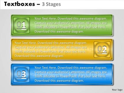 Text boxes diagram 3 stages 49