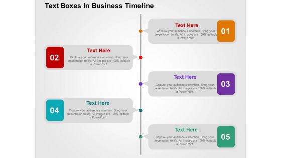 Text boxes in business timeline flat powerpoint design