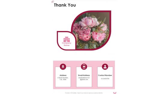 Thank You Business Proposal For Event Floral Company One Pager Sample Example Document