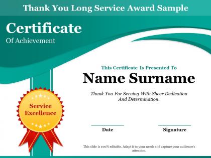 Thank you long service award sample