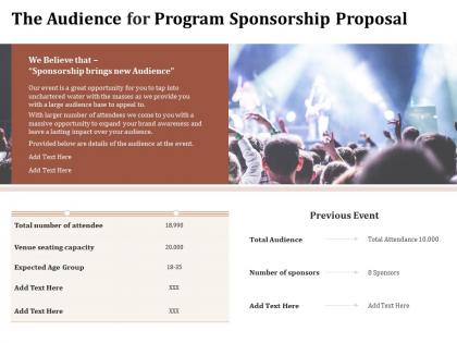 The audience for program sponsorship proposal ppt powerpoint presentation pictures
