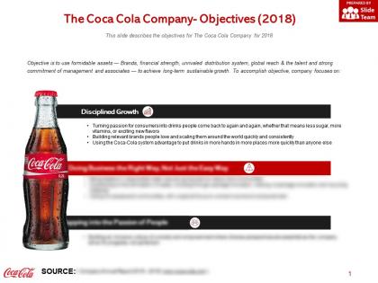 The coca cola company objectives 2018