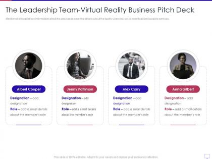 The leadership team virtual reality business pitch deck ppt rules
