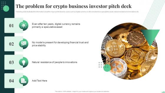 The Problem For Crypto Business Investor Pitch Deck Ppt Show Graphics Pictures