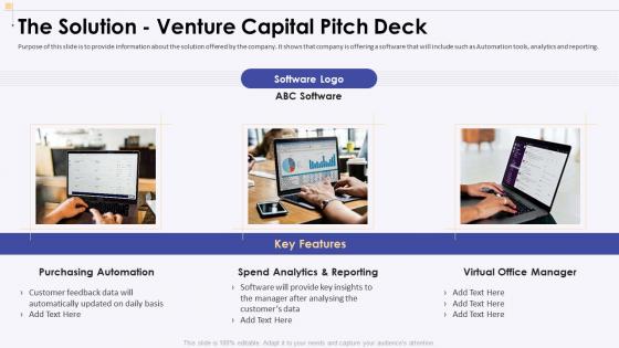 The solution venture capital pitch deck ppt powerpoint presentation infographics portfolio