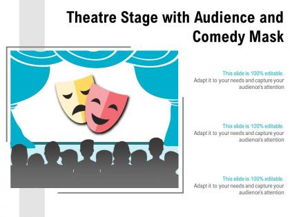 Theatre stage with audience and comedy mask