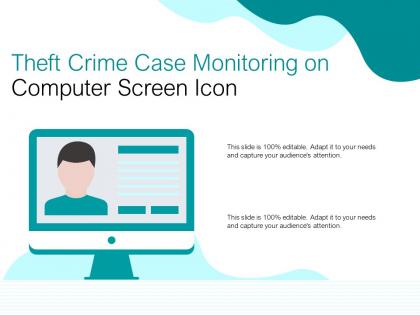 Theft crime case monitoring on computer screen icon