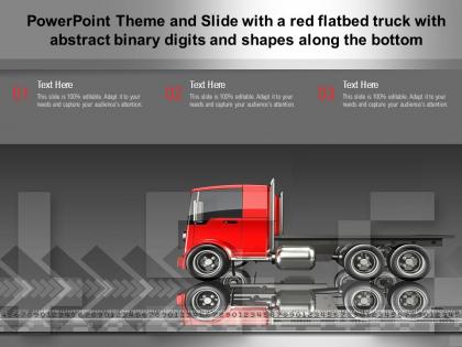 Theme and slide with a red flatbed truck with abstract binary digits and shapes along the bottom