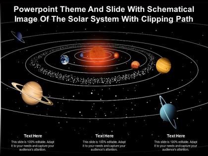 Theme and slide with schematical image of the solar system with clipping path ppt powerpoint