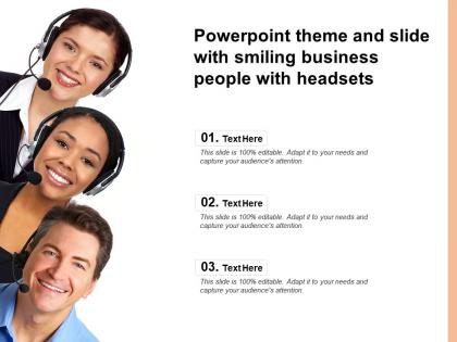 Theme and slide with smiling business people with headsets ppt powerpoint