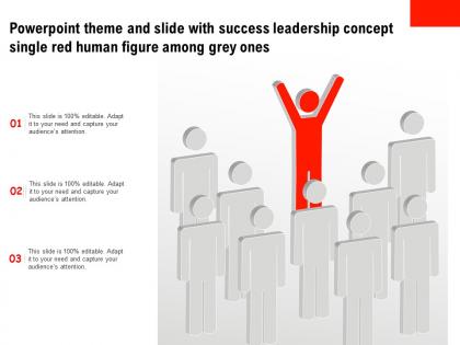 Theme and slide with success leadership concept single red human figure among grey ones