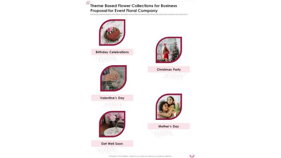 Theme Based Flower Collections For Business For Event Floral Company One Pager Sample Example Document