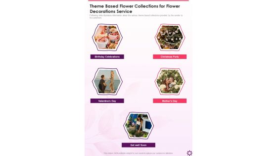 Theme Based Flower Collections For Flower Decorations Service One Pager Sample Example Document