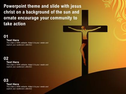Theme slide with jesus christ on a of the sun ornate encourage your community to take action