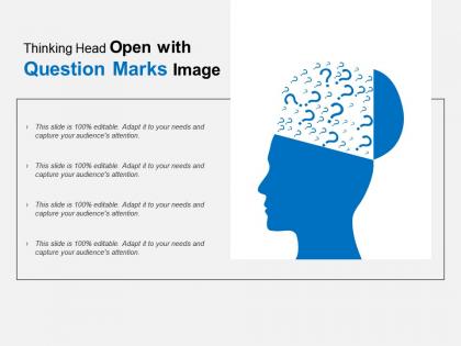 Thinking head open with question marks image