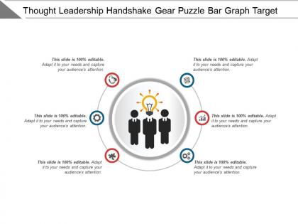 Thought leadership handshake gear puzzle bar graph target