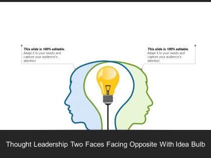 Thought leadership two faces facing opposite with idea bulb