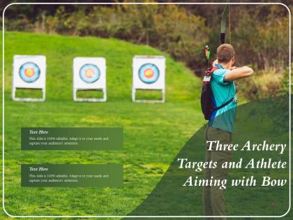 Three archery targets and athlete aiming with bow