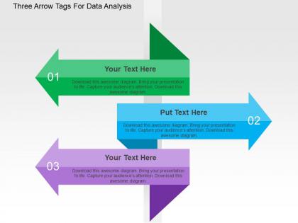 Three arrow tags for data analysis flat powerpoint design