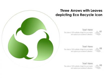 Three arrows with leaves depicting eco recycle icon