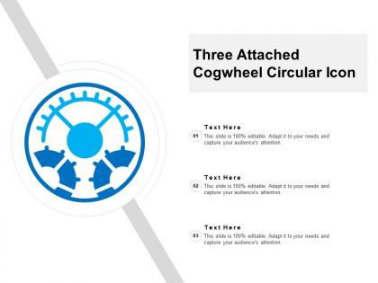 Three attached cogwheel circular icon