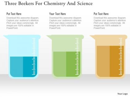 Three beekers for chemistry and science flat powerpoint design