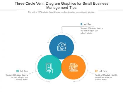 Three circle venn diagram graphics for small business management tips infographic template