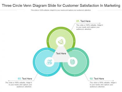 Three circle venn diagram slide for customer satisfaction in marketing infographic template