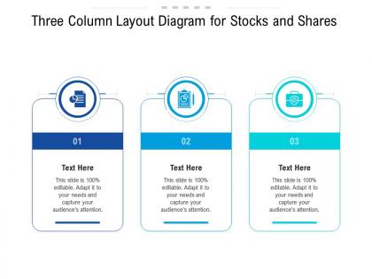 Three column layout diagram for stocks and shares infographic template