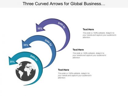 Three curved arrows for global business data representation