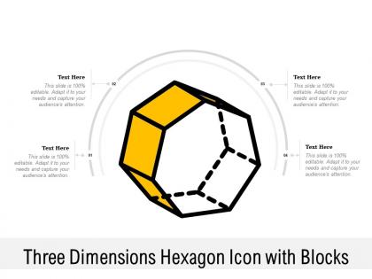 Three dimensions hexagon icon with blocks