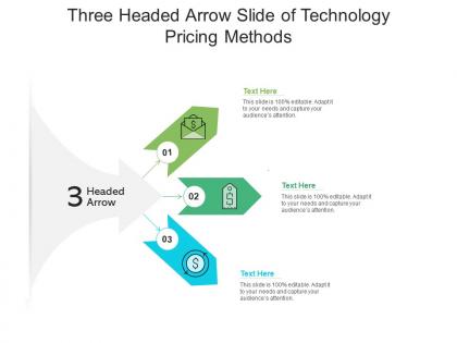 Three headed arrow slide of technology pricing methods infographic template