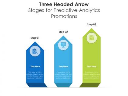 Three headed arrow stages for predictive analytics promotions infographic template