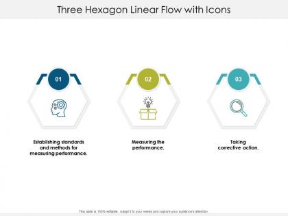Three hexagon linear flow with icons