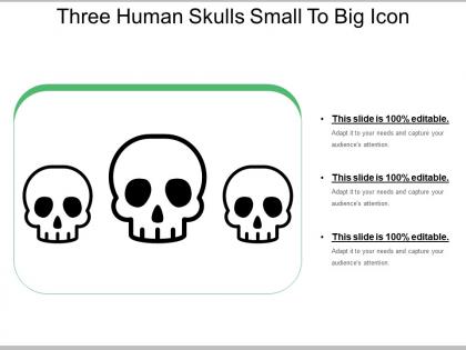 Three human skulls small to big icon