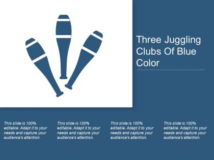 Three juggling clubs of blue color