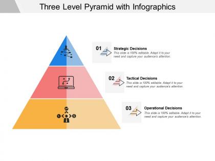 Three level pyramid with infographics
