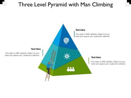 Three level pyramid with man climbing