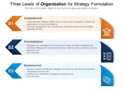 Three levels of organization for strategy formulation