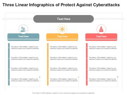 Three linear infographics for protect against cyberattacks infographic template