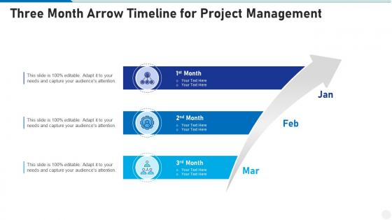 Three month arrow timeline for project management infographic template
