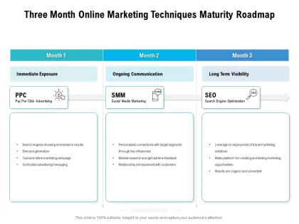 Three month online marketing techniques maturity roadmap
