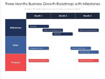 Three months business growth roadmap with milestones