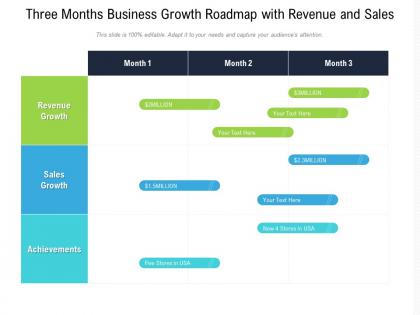 Three months business growth roadmap with revenue and sales