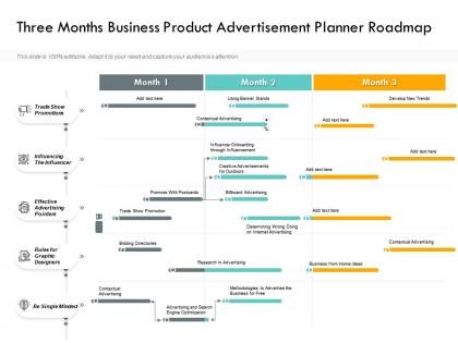 Three months business product advertisement planner roadmap