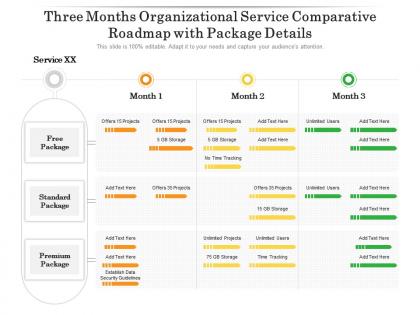 Three months organizational service comparative roadmap with package details