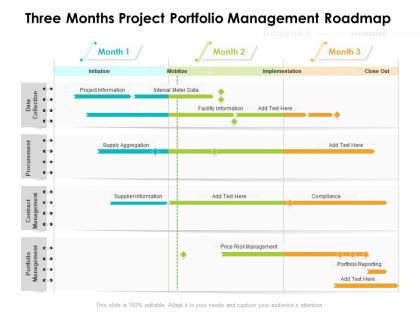 Three months project portfolio management roadmap
