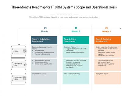 Three months roadmap for it crm systems scope and operational goals
