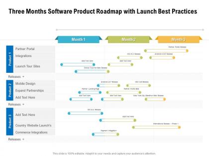 Three months software product roadmap with launch best practices